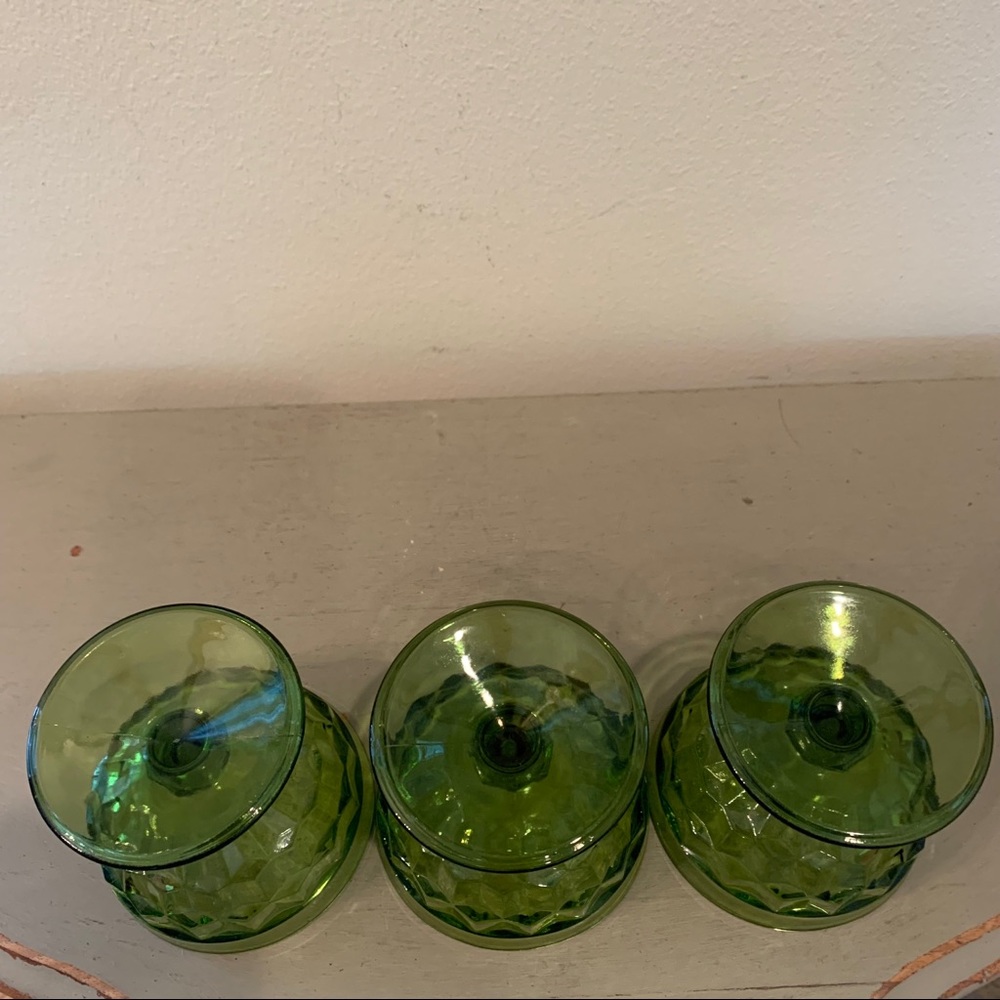 Three Vintage Green Dessert Glasses - Picture 6 of 7